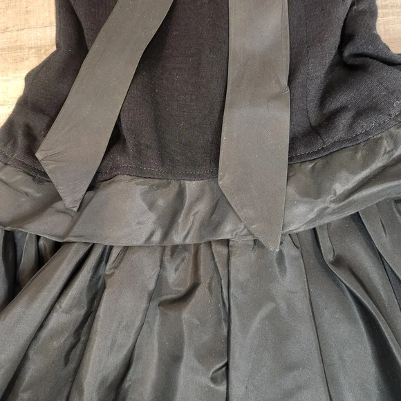 Vintage OOAK 1950s Black Dress with Flared Swing Skirt Handmade - Picture 5 of 8